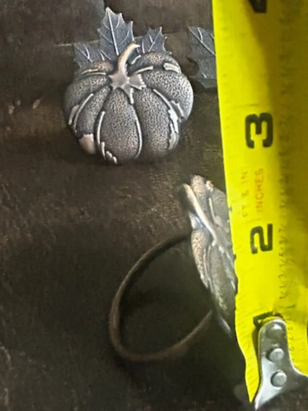 Set of 8 Vintage Bronze Finish Pumpkin & Maple Leaf Fall Napkin Ring Holders
